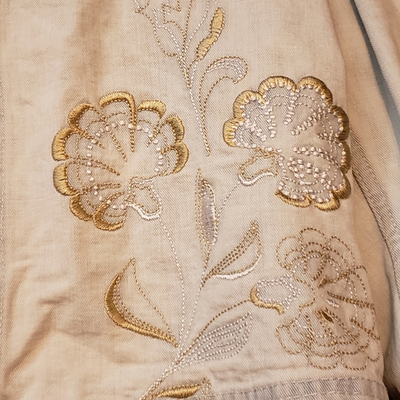 Coldwater Creek Pale Blue Jacket w/ embroidery Jacket Petite Large - Picture 3 of 15